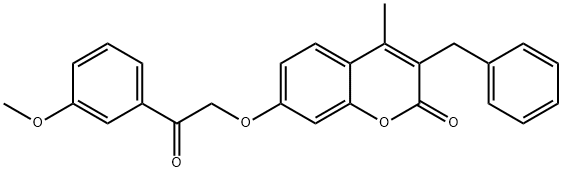 3-benzyl-7-[2-(3-methoxyphenyl)-2-oxoethoxy]-4-methylchromen-2-one 化学構造式