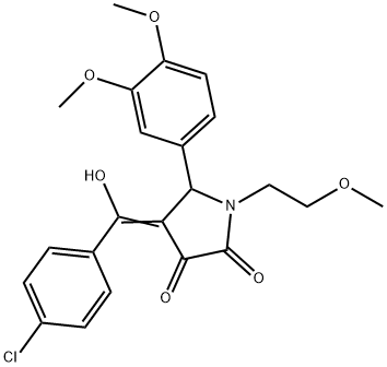 (4E)-4-[(4-chlorophenyl)-hydroxymethylidene]-5-(3,4-dimethoxyphenyl)-1-(2-methoxyethyl)pyrrolidine-2,3-dione Struktur