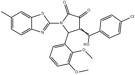 (4E)-4-[(4-chlorophenyl)-hydroxymethylidene]-5-(2,3-dimethoxyphenyl)-1-(6-methyl-1,3-benzothiazol-2-yl)pyrrolidine-2,3-dione Structure