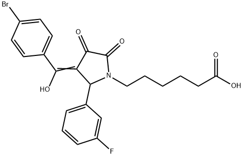 6-[(3E)-3-[(4-bromophenyl)-hydroxymethylidene]-2-(3-fluorophenyl)-4,5-dioxopyrrolidin-1-yl]hexanoic acid Structure