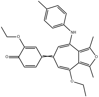 (4Z)-2-ethoxy-4-[4-ethoxy-1,3-dimethyl-8-(4-methylanilino)cyclohepta[c]furan-6-ylidene]cyclohexa-2,5-dien-1-one Struktur