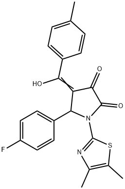 (4E)-1-(4,5-dimethyl-1,3-thiazol-2-yl)-5-(4-fluorophenyl)-4-[hydroxy-(4-methylphenyl)methylidene]pyrrolidine-2,3-dione Structure