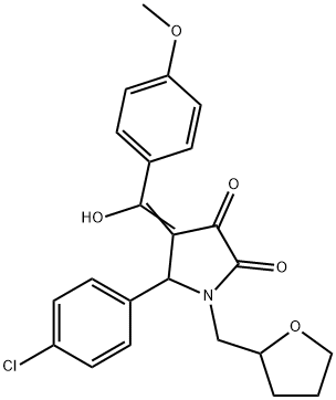 (4E)-5-(4-chlorophenyl)-4-[hydroxy-(4-methoxyphenyl)methylidene]-1-(oxolan-2-ylmethyl)pyrrolidine-2,3-dione Struktur