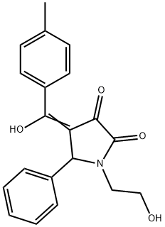 (4E)-1-(2-hydroxyethyl)-4-[hydroxy-(4-methylphenyl)methylidene]-5-phenylpyrrolidine-2,3-dione Structure