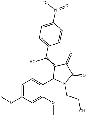 (4E)-5-(2,4-dimethoxyphenyl)-1-(2-hydroxyethyl)-4-[hydroxy-(4-nitrophenyl)methylidene]pyrrolidine-2,3-dione,672267-72-0,结构式