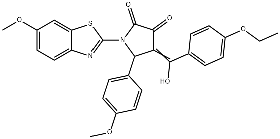 (4E)-4-[(4-ethoxyphenyl)-hydroxymethylidene]-1-(6-methoxy-1,3-benzothiazol-2-yl)-5-(4-methoxyphenyl)pyrrolidine-2,3-dione Structure