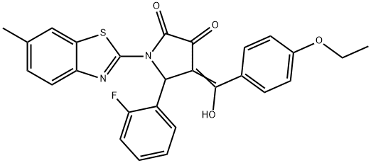 (4E)-4-[(4-ethoxyphenyl)-hydroxymethylidene]-5-(2-fluorophenyl)-1-(6-methyl-1,3-benzothiazol-2-yl)pyrrolidine-2,3-dione Structure