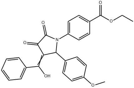 ethyl 4-[(3E)-3-[hydroxy(phenyl)methylidene]-2-(4-methoxyphenyl)-4,5-dioxopyrrolidin-1-yl]benzoate,672271-84-0,结构式