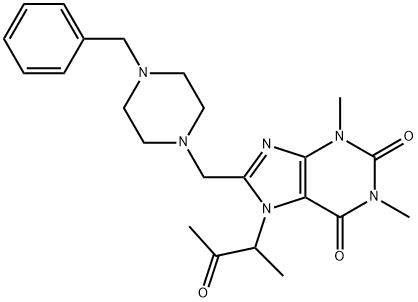 8-[(4-benzylpiperazin-1-yl)methyl]-1,3-dimethyl-7-(3-oxobutan-2-yl)purine-2,6-dione Struktur