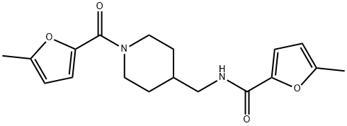 5-methyl-N-[[1-(5-methylfuran-2-carbonyl)piperidin-4-yl]methyl]furan-2-carboxamide 化学構造式