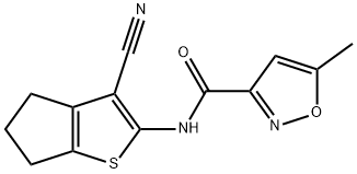 N-(3-cyano-5,6-dihydro-4H-cyclopenta[b]thiophen-2-yl)-5-methyl-1,2-oxazole-3-carboxamide,688051-11-8,结构式
