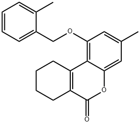 3-methyl-1-[(2-methylphenyl)methoxy]-7,8,9,10-tetrahydrobenzo[c]chromen-6-one Structure