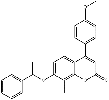 4-(4-methoxyphenyl)-8-methyl-7-(1-phenylethoxy)chromen-2-one Structure