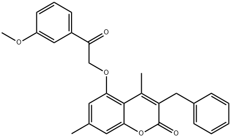 3-benzyl-5-[2-(3-methoxyphenyl)-2-oxoethoxy]-4,7-dimethylchromen-2-one,690681-94-8,结构式