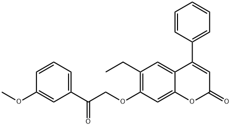 6-ethyl-7-[2-(3-methoxyphenyl)-2-oxoethoxy]-4-phenylchromen-2-one 结构式