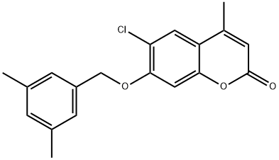 6-chloro-7-[(3,5-dimethylphenyl)methoxy]-4-methylchromen-2-one Structure