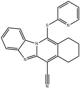 11-pyridin-2-ylsulfanyl-7,8,9,10-tetrahydrobenzimidazolo[1,2-b]isoquinoline-6-carbonitrile 化学構造式