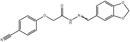 N-[(E)-1,3-benzodioxol-5-ylmethylideneamino]-2-(4-cyanophenoxy)acetamide Structure