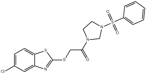 1-[3-(benzenesulfonyl)imidazolidin-1-yl]-2-[(5-chloro-1,3-benzothiazol-2-yl)sulfanyl]ethanone Structure
