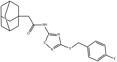 2-(1-adamantyl)-N-[3-[(4-fluorophenyl)methylsulfanyl]-1,2,4-thiadiazol-5-yl]acetamide 化学構造式