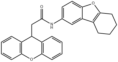 N-(6,7,8,9-tetrahydrodibenzofuran-2-yl)-2-(9H-xanthen-9-yl)acetamide 化学構造式