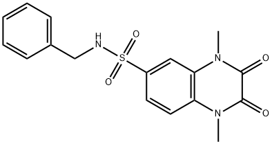 N-benzyl-1,4-dimethyl-2,3-dioxoquinoxaline-6-sulfonamide 结构式