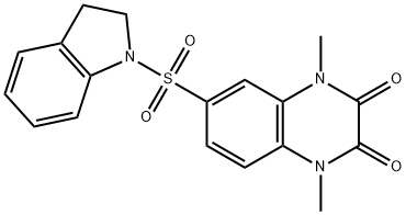 6-(2,3-dihydroindol-1-ylsulfonyl)-1,4-dimethylquinoxaline-2,3-dione Struktur