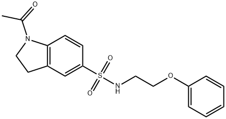 1-acetyl-N-(2-phenoxyethyl)-2,3-dihydroindole-5-sulfonamide 结构式