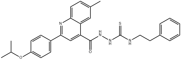 1-[[6-methyl-2-(4-propan-2-yloxyphenyl)quinoline-4-carbonyl]amino]-3-(2-phenylethyl)thiourea Structure