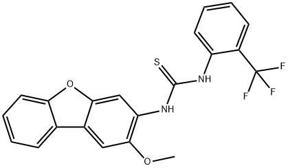 1-(2-methoxydibenzofuran-3-yl)-3-[2-(trifluoromethyl)phenyl]thiourea Structure
