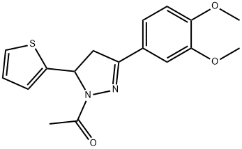1-[5-(3,4-dimethoxyphenyl)-3-thiophen-2-yl-3,4-dihydropyrazol-2-yl]ethanone Struktur