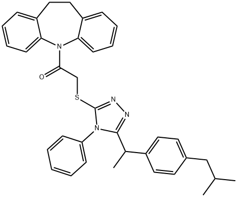 1-(5,6-dihydrobenzo[b][1]benzazepin-11-yl)-2-[[5-[1-[4-(2-methylpropyl)phenyl]ethyl]-4-phenyl-1,2,4-triazol-3-yl]sulfanyl]ethanone Structure