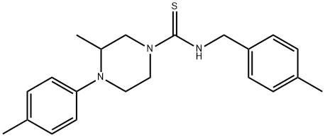 3-methyl-4-(4-methylphenyl)-N-[(4-methylphenyl)methyl]piperazine-1-carbothioamide 化学構造式