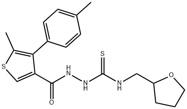 1-[[5-methyl-4-(4-methylphenyl)thiophene-3-carbonyl]amino]-3-(oxolan-2-ylmethyl)thiourea 化学構造式