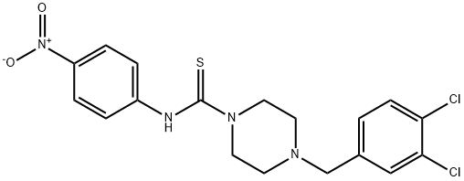 4-[(3,4-dichlorophenyl)methyl]-N-(4-nitrophenyl)piperazine-1-carbothioamide 化学構造式