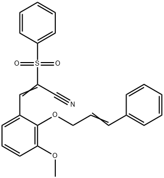 (E)-2-(benzenesulfonyl)-3-[3-methoxy-2-[(E)-3-phenylprop-2-enoxy]phenyl]prop-2-enenitrile Structure