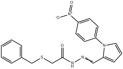 2-benzylsulfanyl-N-[(E)-[1-(4-nitrophenyl)pyrrol-2-yl]methylideneamino]acetamide 化学構造式