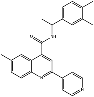 N-[1-(3,4-dimethylphenyl)ethyl]-6-methyl-2-pyridin-4-ylquinoline-4-carboxamide 化学構造式