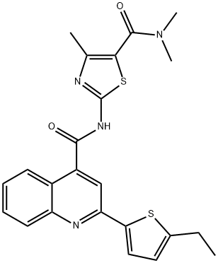 2-[[2-(5-ethylthiophen-2-yl)quinoline-4-carbonyl]amino]-N,N,4-trimethyl-1,3-thiazole-5-carboxamide Structure