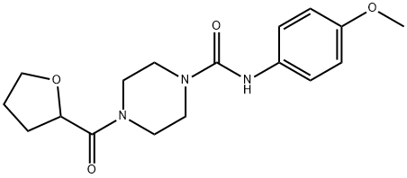 N-(4-methoxyphenyl)-4-(oxolane-2-carbonyl)piperazine-1-carboxamide 化学構造式