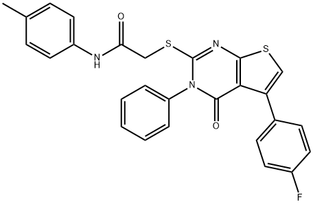2-[5-(4-fluorophenyl)-4-oxo-3-phenylthieno[2,3-d]pyrimidin-2-yl]sulfanyl-N-(4-methylphenyl)acetamide Structure