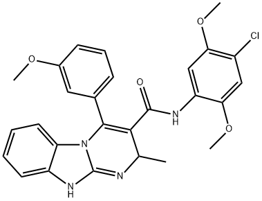 N-(4-chloro-2,5-dimethoxyphenyl)-4-(3-methoxyphenyl)-2-methyl-2,10-dihydropyrimido[1,2-a]benzimidazole-3-carboxamide Struktur