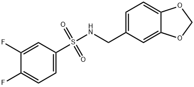 N-(1,3-benzodioxol-5-ylmethyl)-3,4-difluorobenzenesulfonamide 结构式