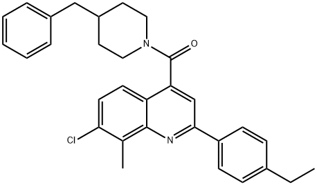 (4-benzylpiperidin-1-yl)-[7-chloro-2-(4-ethylphenyl)-8-methylquinolin-4-yl]methanone Struktur