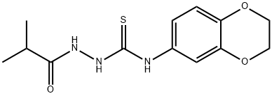 1-(2,3-dihydro-1,4-benzodioxin-6-yl)-3-(2-methylpropanoylamino)thiourea Struktur