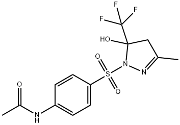 N-[4-[[5-hydroxy-3-methyl-5-(trifluoromethyl)-4H-pyrazol-1-yl]sulfonyl]phenyl]acetamide Struktur