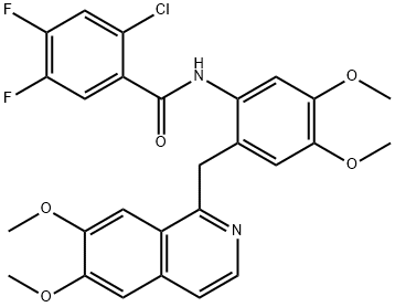 2-chloro-N-[2-[(6,7-dimethoxyisoquinolin-1-yl)methyl]-4,5-dimethoxyphenyl]-4,5-difluorobenzamide Structure