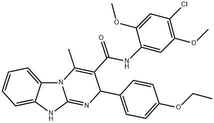 N-(4-chloro-2,5-dimethoxyphenyl)-2-(4-ethoxyphenyl)-4-methyl-2,10-dihydropyrimido[1,2-a]benzimidazole-3-carboxamide 结构式