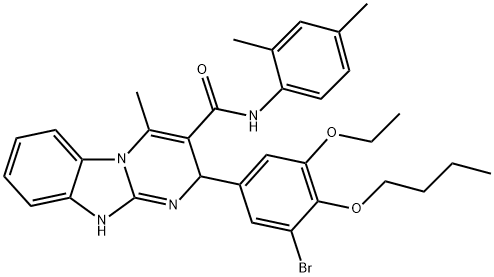 2-(3-bromo-4-butoxy-5-ethoxyphenyl)-N-(2,4-dimethylphenyl)-4-methyl-2,10-dihydropyrimido[1,2-a]benzimidazole-3-carboxamide Struktur