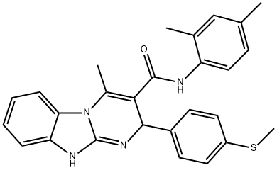 N-(2,4-dimethylphenyl)-4-methyl-2-(4-methylsulfanylphenyl)-2,10-dihydropyrimido[1,2-a]benzimidazole-3-carboxamide Struktur